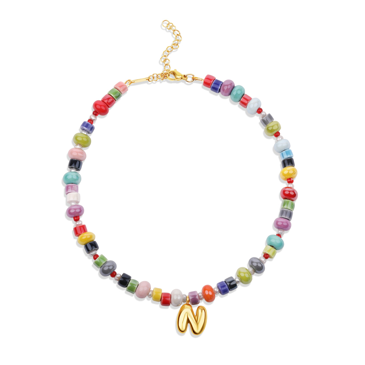 The Sunset Beaded Initial Necklace