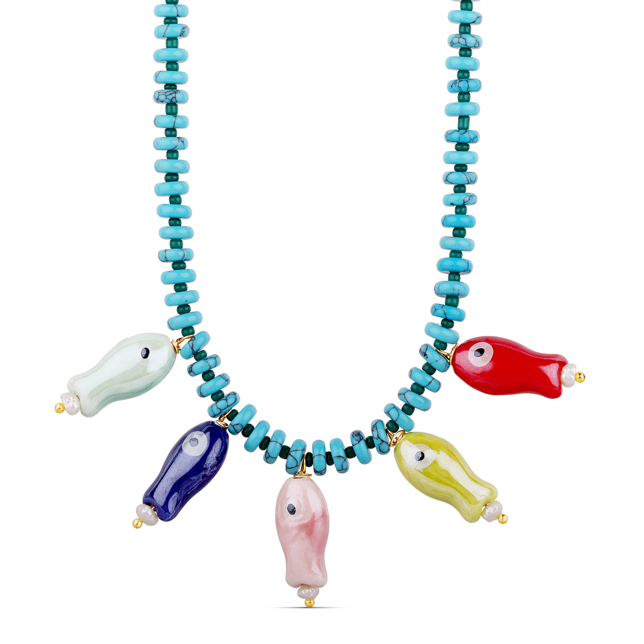 Turquoise Evil Eye Fish Necklace