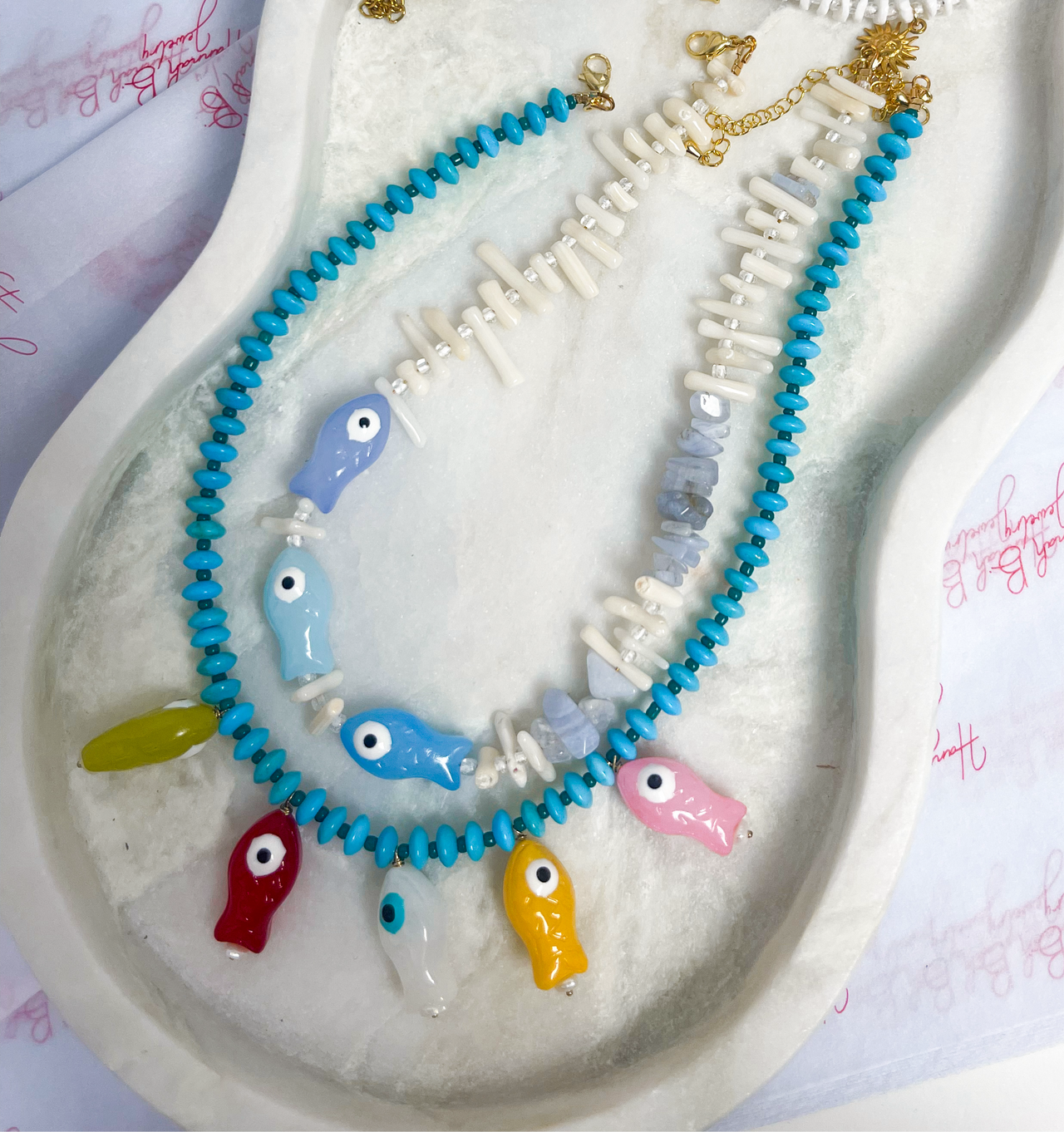 Natural Seashell Fish Necklace