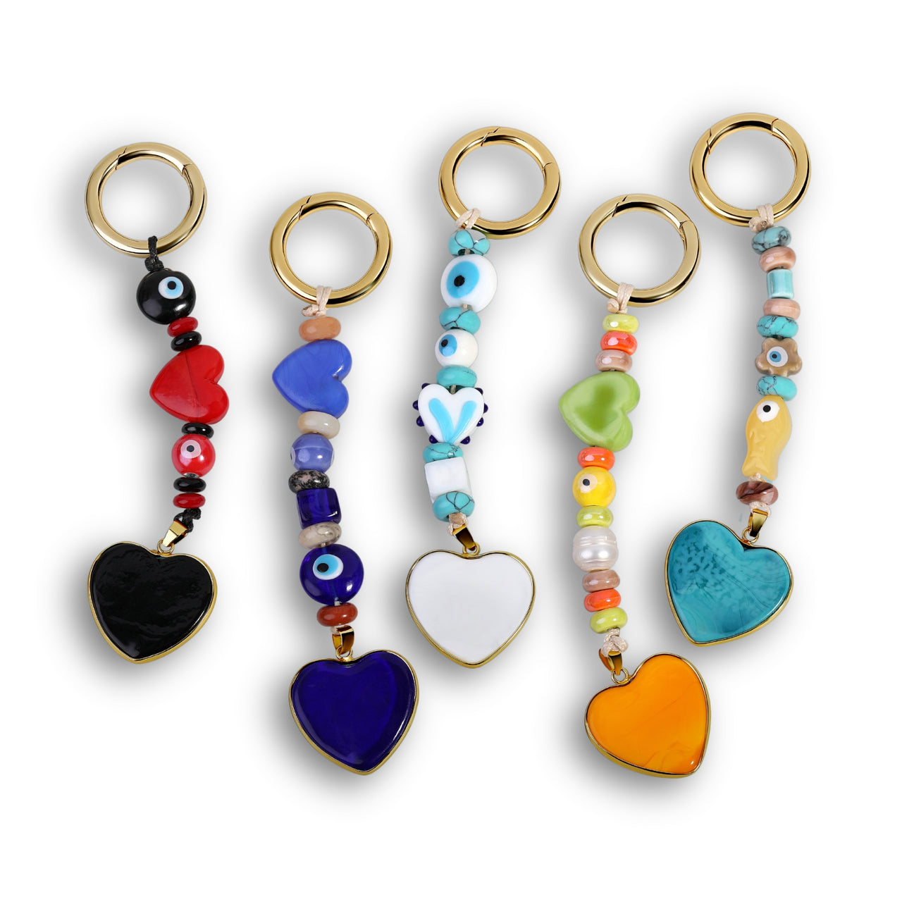 Colorful Enamel Heart Beaded Bag Charm